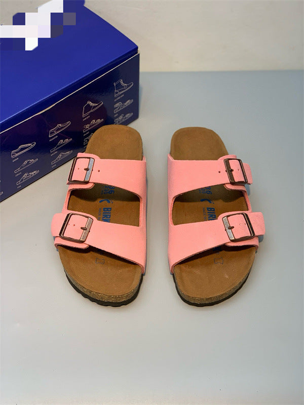 Order Niche Beach Flip-flops Cork Comfortable Double Buckle Genuine Sandals