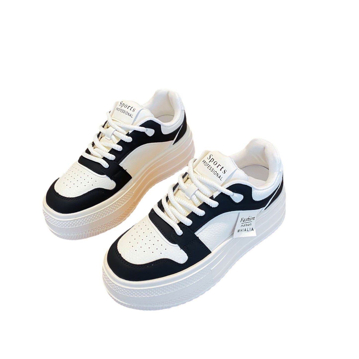 Women's White Platform Height Increasing Fashionable Panda Casual Shoes