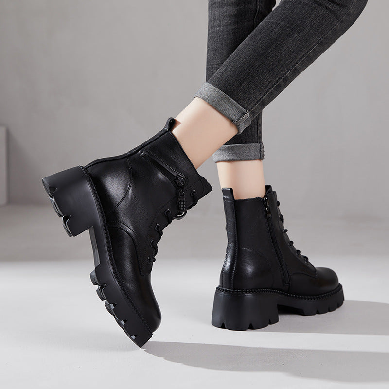 Women's & Men's First Layer Cowhide Martin Genuine Retro Boots