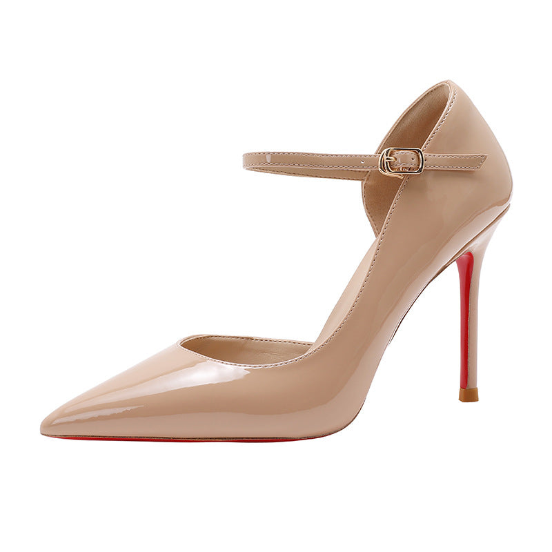 Women's Not Tired Feet Temperament Pointed Toe Sexy Side Empty Red Women's Fashion Shoes
