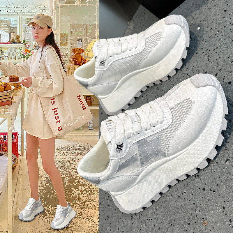 Women's Star Mesh Spring Platform Heightened Daddy Sports Casual Shoes