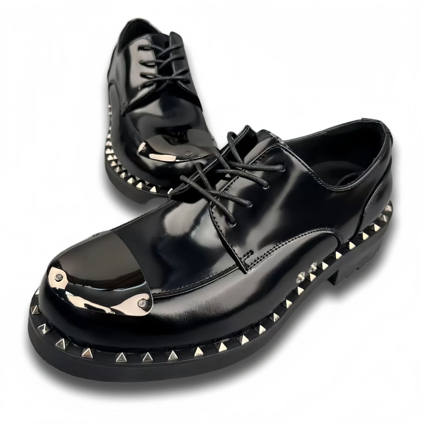 Men's Autumn Round Head Thick Bottom Metal Rivet Men's Business Leather Shoes
