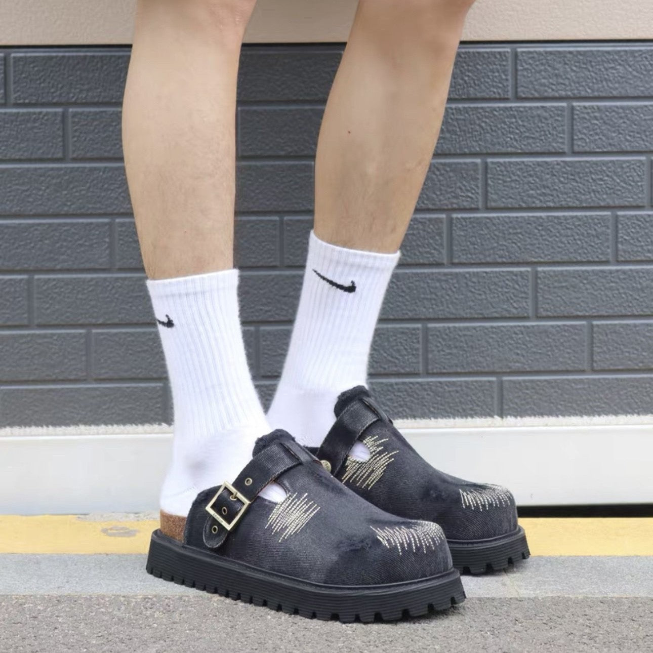 Retro Distressed Pump Couple Summer Flat Thick-soles Slippers