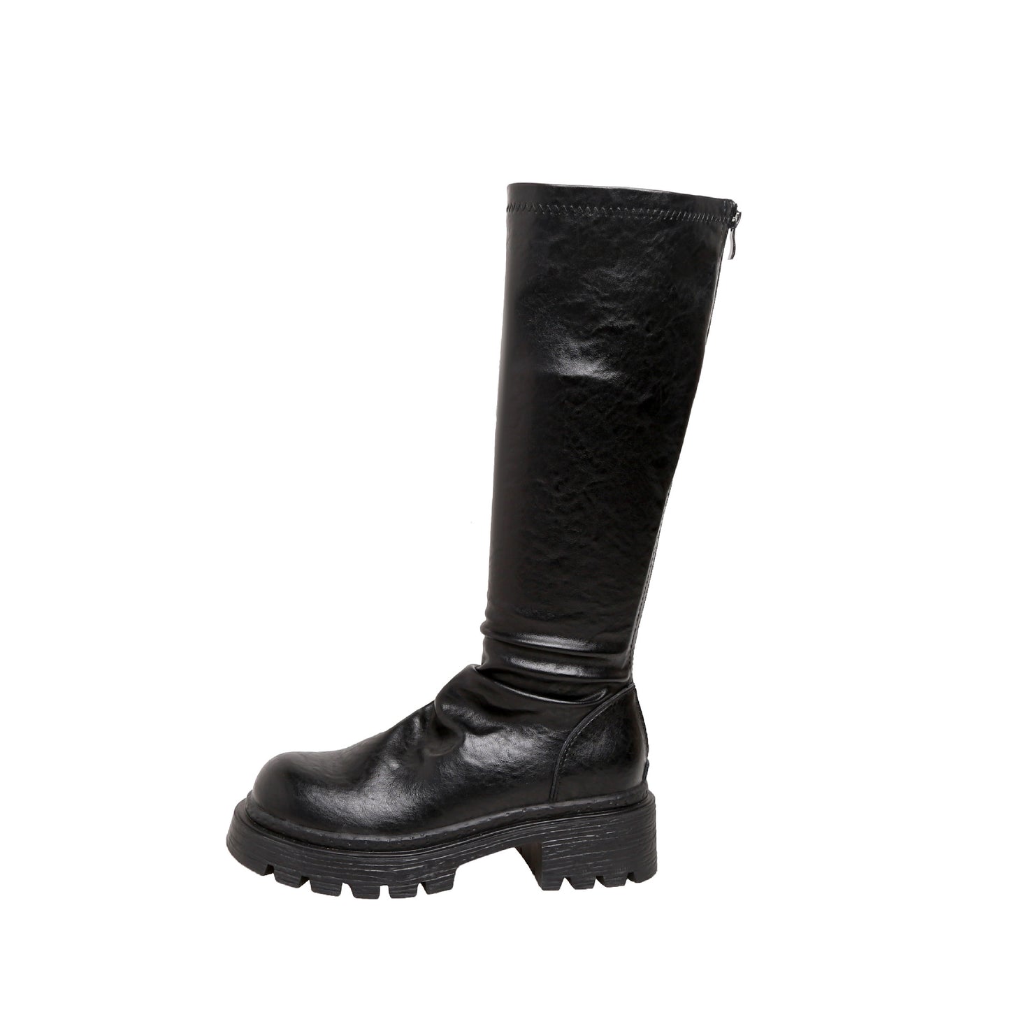 Women's Thick Bottom Chunky Pleated Tube Stretch Boots