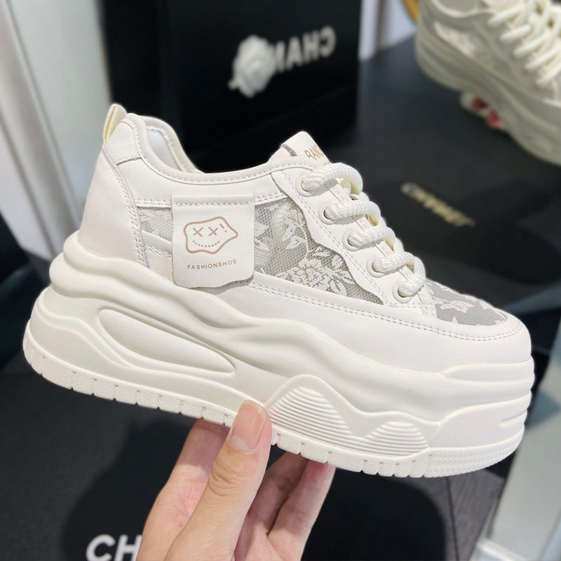 Women's Thick-soled Hidden White Platform Summer Lace Mesh Breathable Women's Casual Shoes