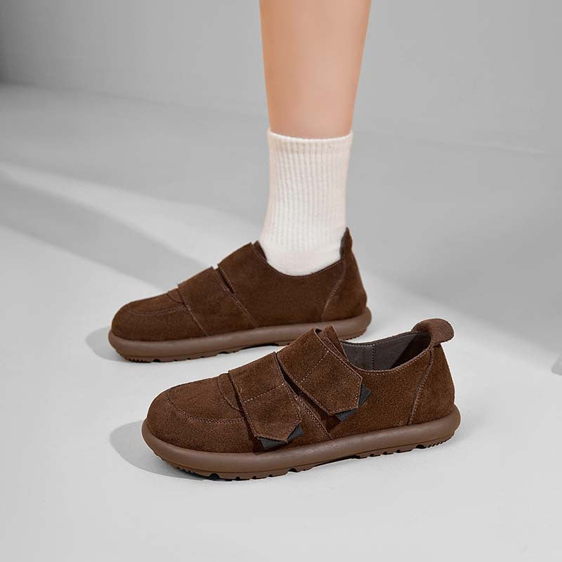 Women's Retro Style Flat Velcro Soft Bottom Shallow Mouth Women's Casual Shoes