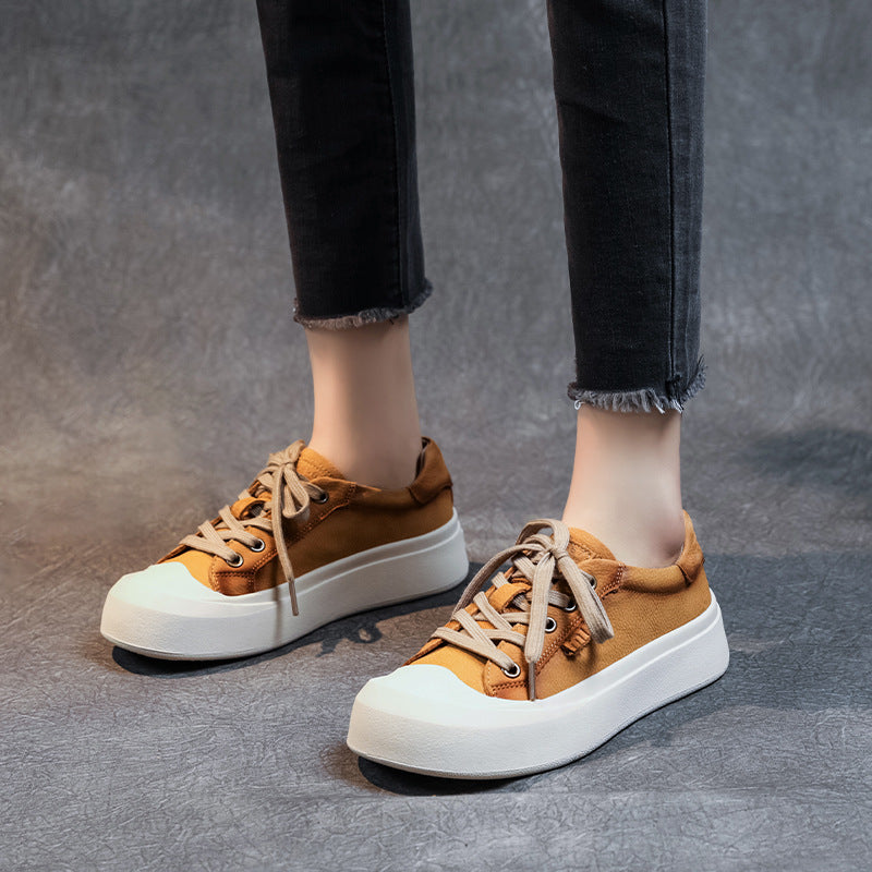 Women's Layer Cowhide Authentic Toe Box Retro Casual Shoes