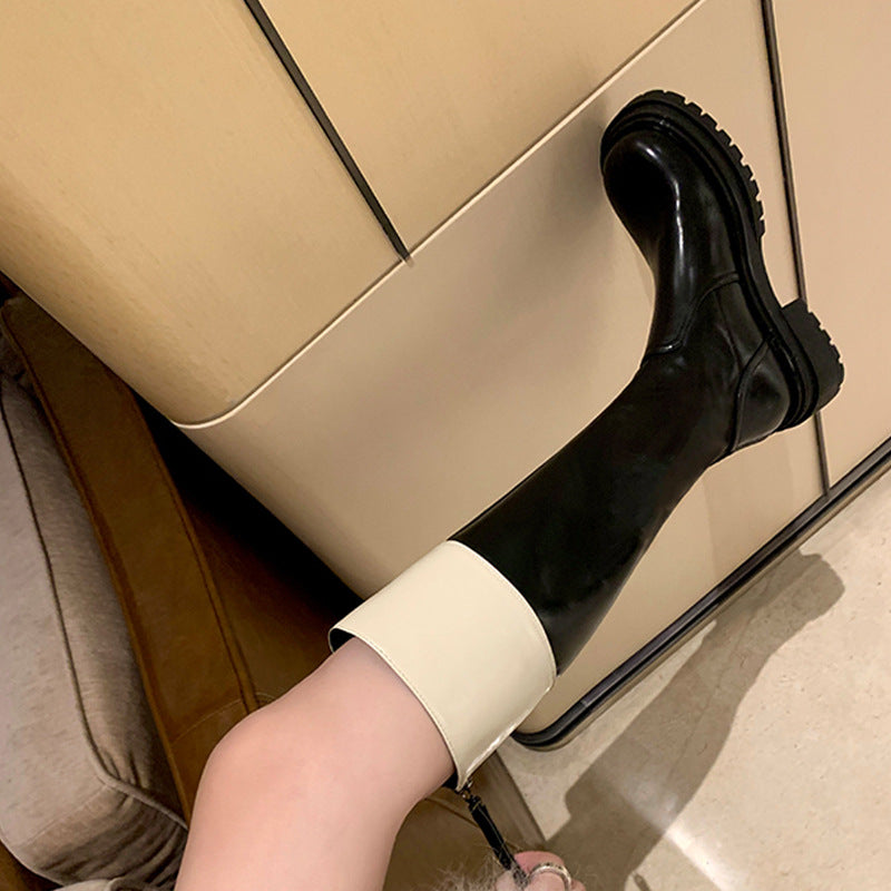 Fashion Round Head Thick Bottom Long Boots