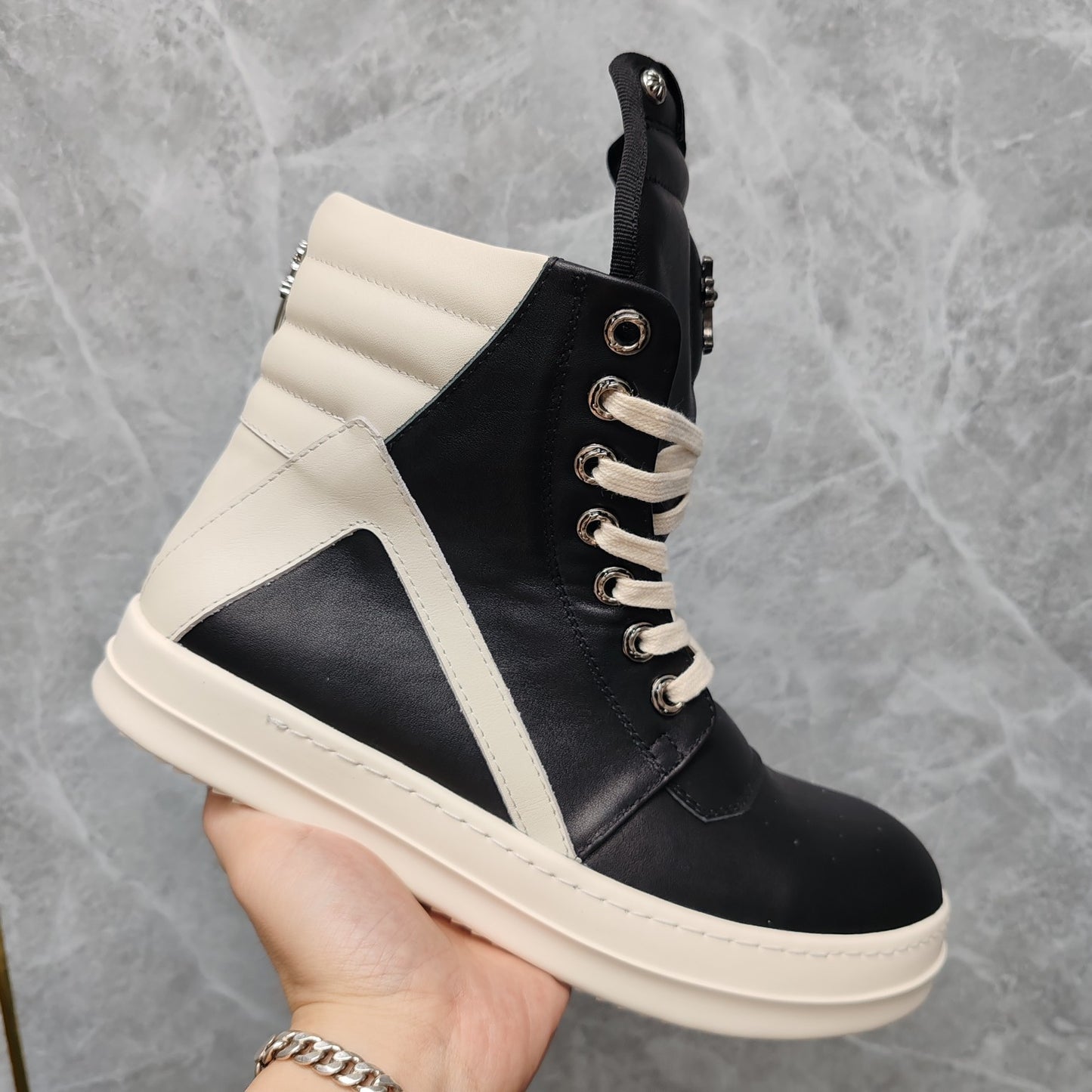 Women's & Men's Black Classic Inverted Triangle Versatile Genuine Platform Men's Board Shoes