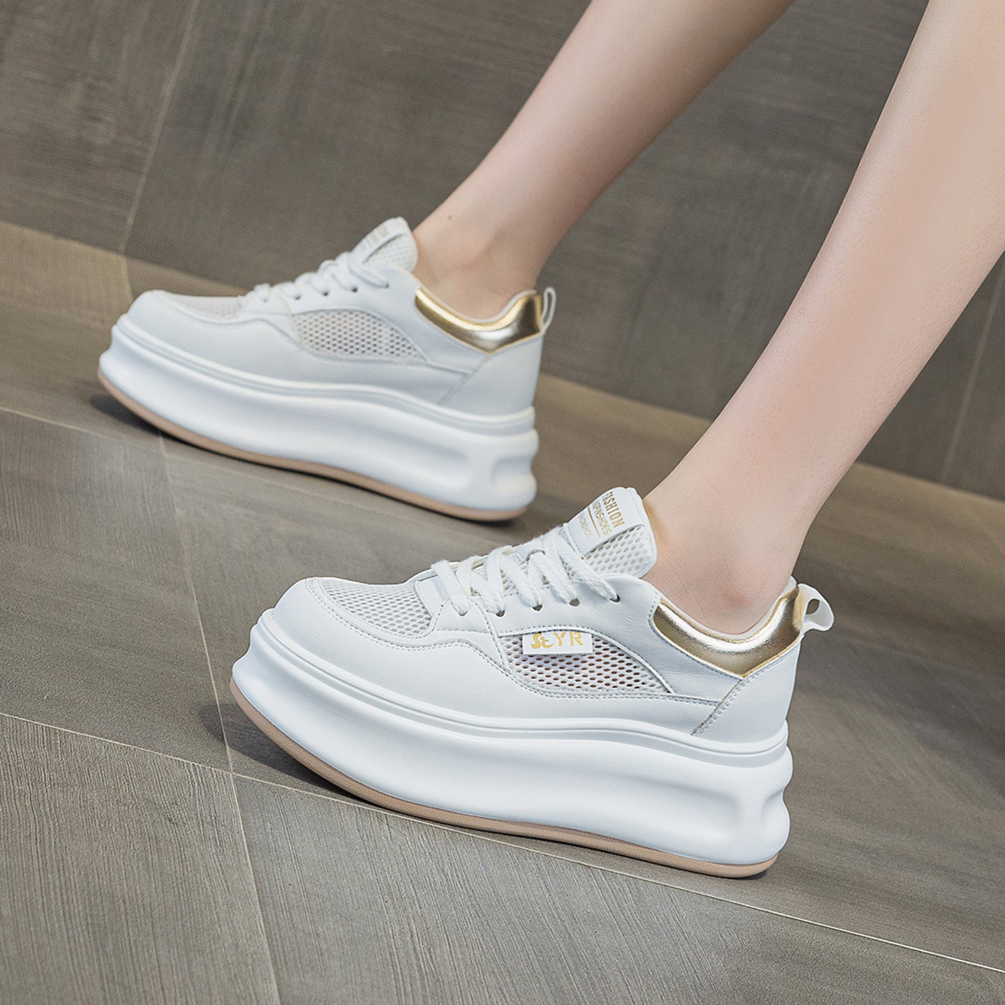 Women's White Summer Platform Height Increasing Insole Fashion Women's Shoes