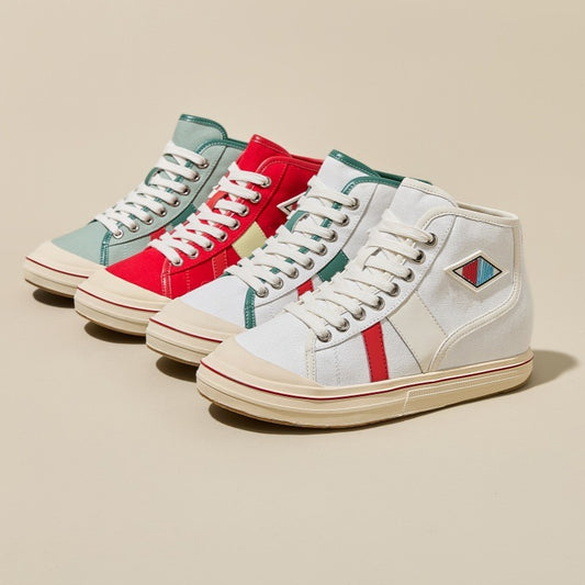 Women's Height Increasing Insole Spring Versatile Sports Thick Bottom Fashion Red Canvas Shoes