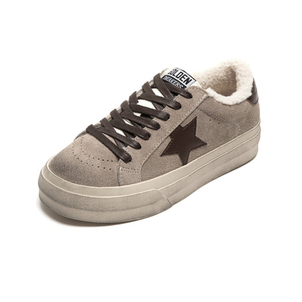 Women's Star Little Dirty Winter Vintage Distressed Plus Veet Warm Fashion Sneakers
