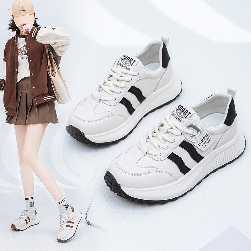 Women's Large Size One Agan White Lightweight Sneakers