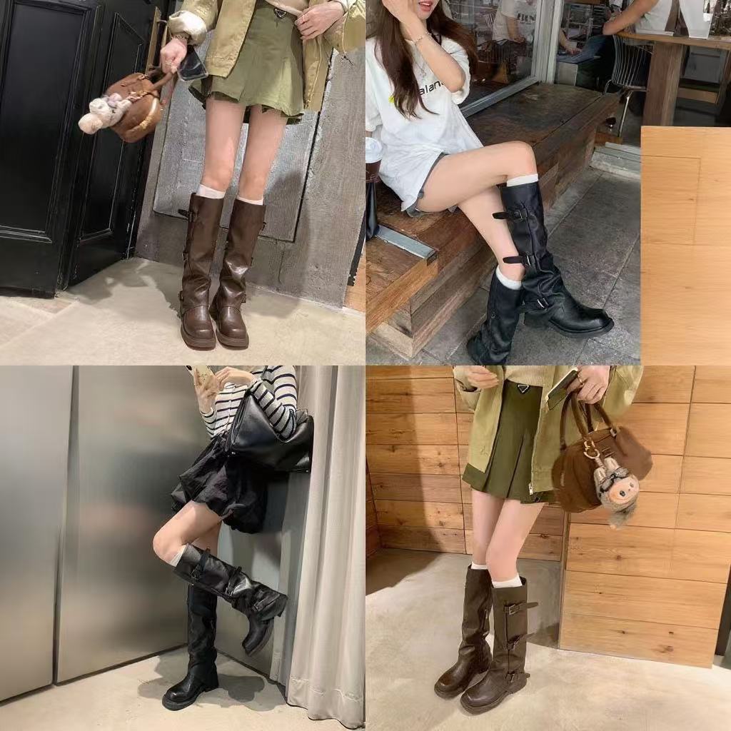 Height Increasing Fashionable Belt Buckle Head Boots