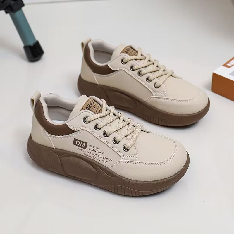 Women's White For Spring Korean Fashion Thick-soled Sneakers