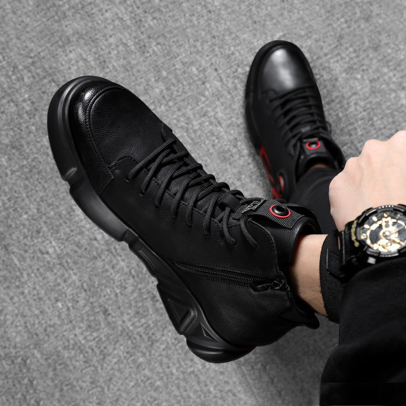 Men's Spring Genuine Korean Style Leisure Dad Fashion Leather Shoes