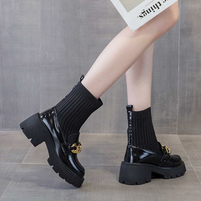 Women's Preppy Style Mary Jane Korean Chain British Women's Casual Shoes