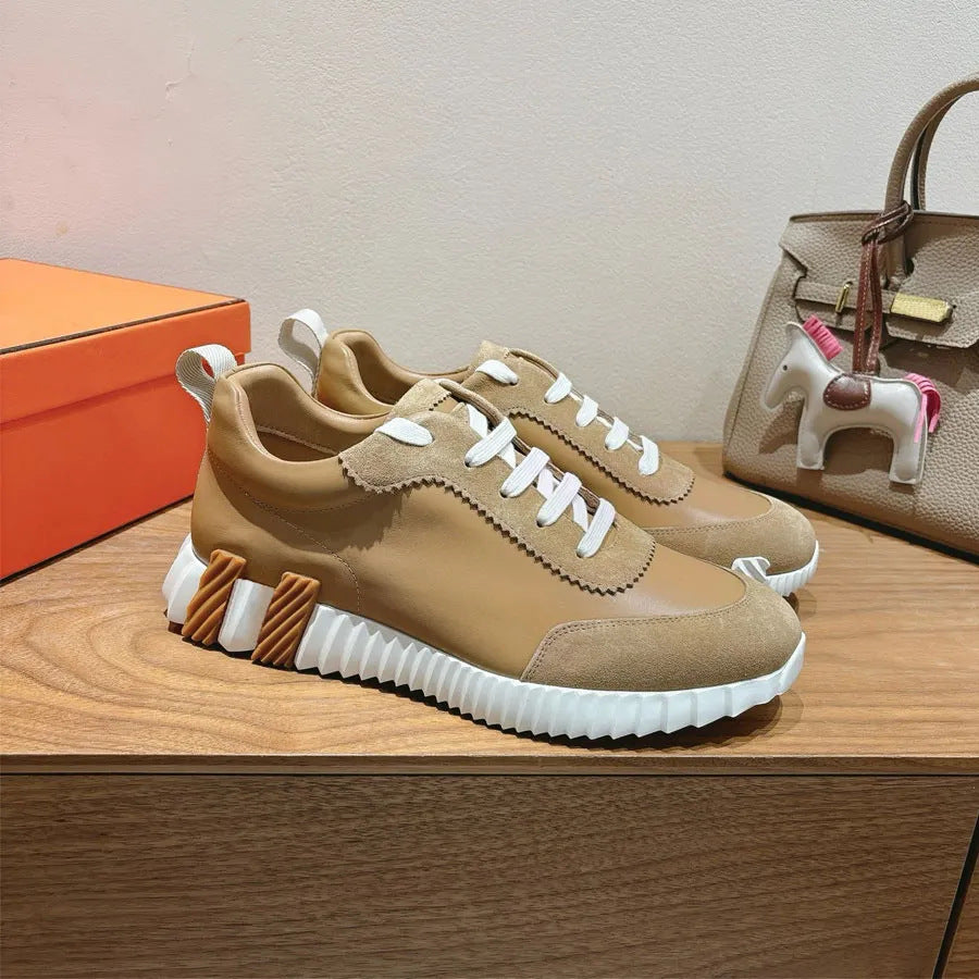 High Version Platform Height Increasing Color Matching Genuine Suede Couple Casual Shoes