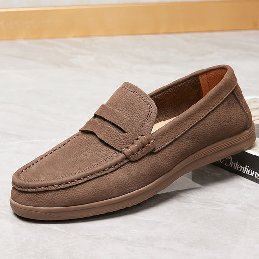 Men's Super Value Tendon Bottom Matte Cowhide Spring Comfortable Breathable Single Leather Shoes