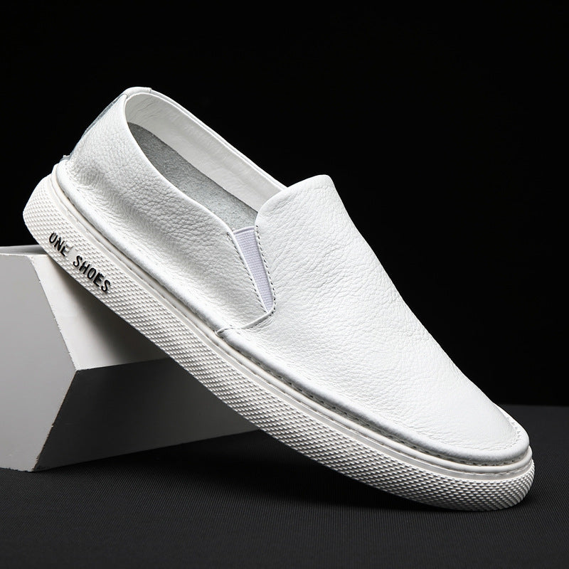 Men's Summer White Slip-on Genuine Soft Bottom Slip On Casual Shoes