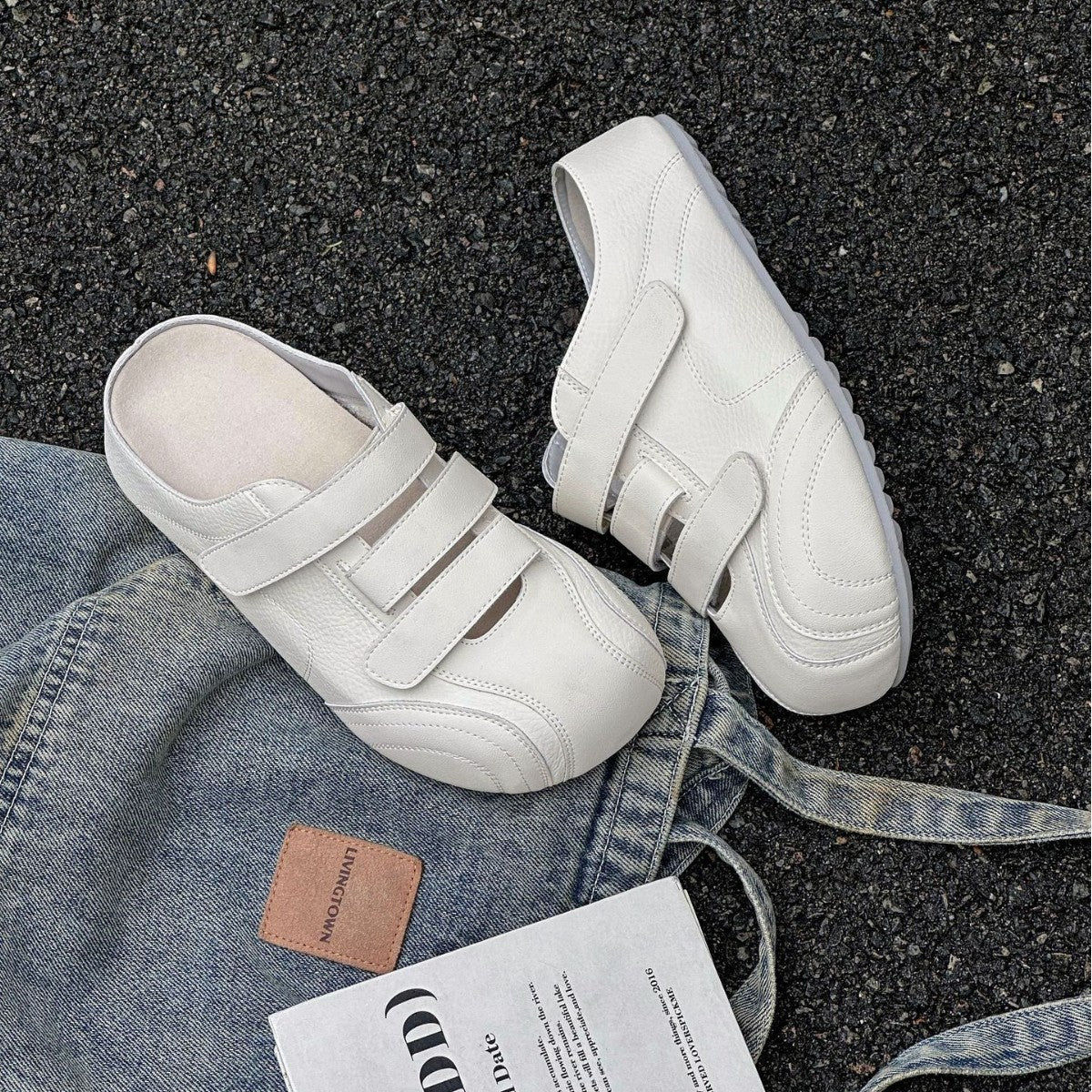 Women's Versatile Velcro Board Toe Cap Semi Thick-soles Slippers