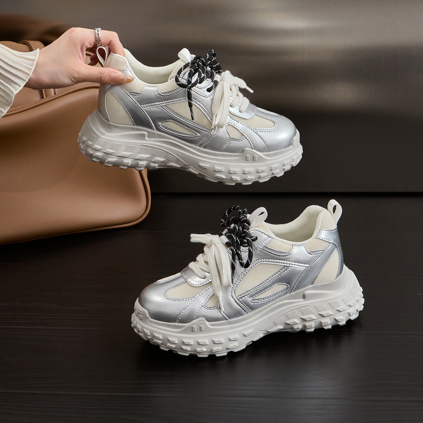 Women's Height Increasing Insole Mesh Breathable Dad Small Size Thick Bottom Women's Sports Shoes