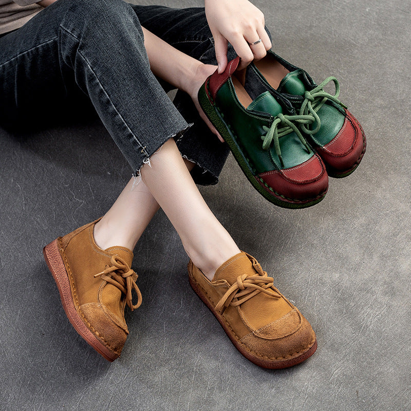 Women's Shu Autumn Front Lace Retro Style Pumps Women's Casual Shoes