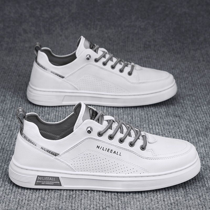 Men's Korean Style Versatile White Thick Bottom Sports Sneakers