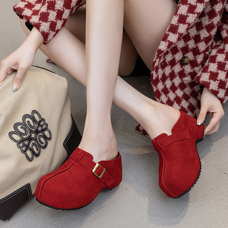 Women's Lazy Pump Half Fashion Veet Padded Slippers