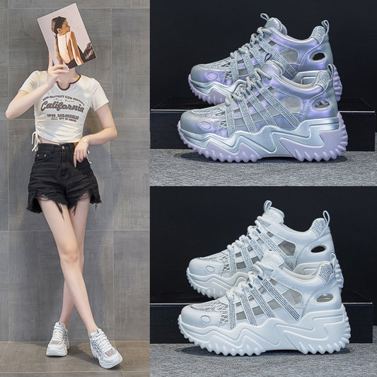 Mesh Breathable Rhinestone Dad Female Trendy Summer Casual Shoes