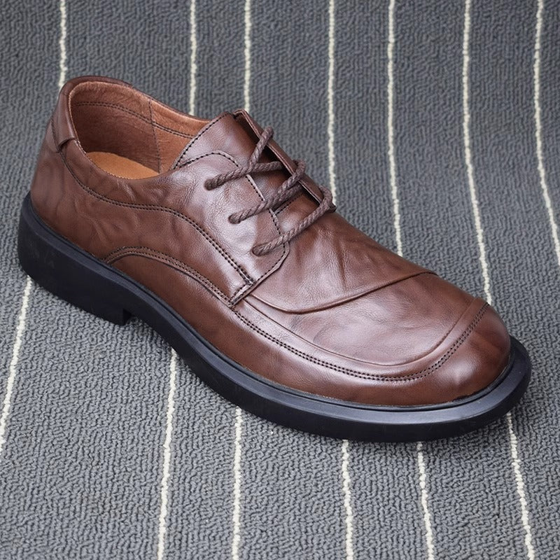 Men's Business Autumn Soft Bottom Surface Lace Up Round Leather Shoes