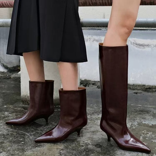 Fashionable French Style Retro Pointed Stiletto Boots