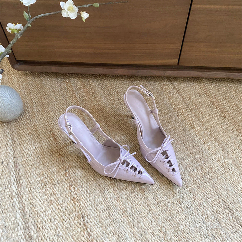 Women's Pointed Toe Stiletto Lace Up Outer Wear Summer Fairy Style High Heeled Sandals