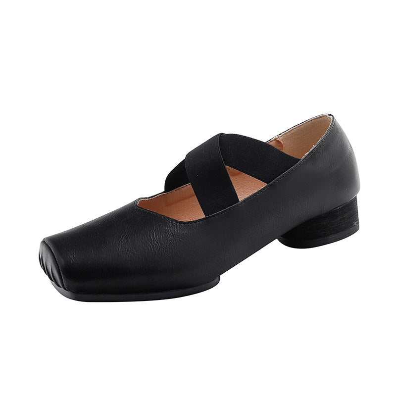 Women's Strap Pig Nose Mary Jane Retro Square Casual Shoes