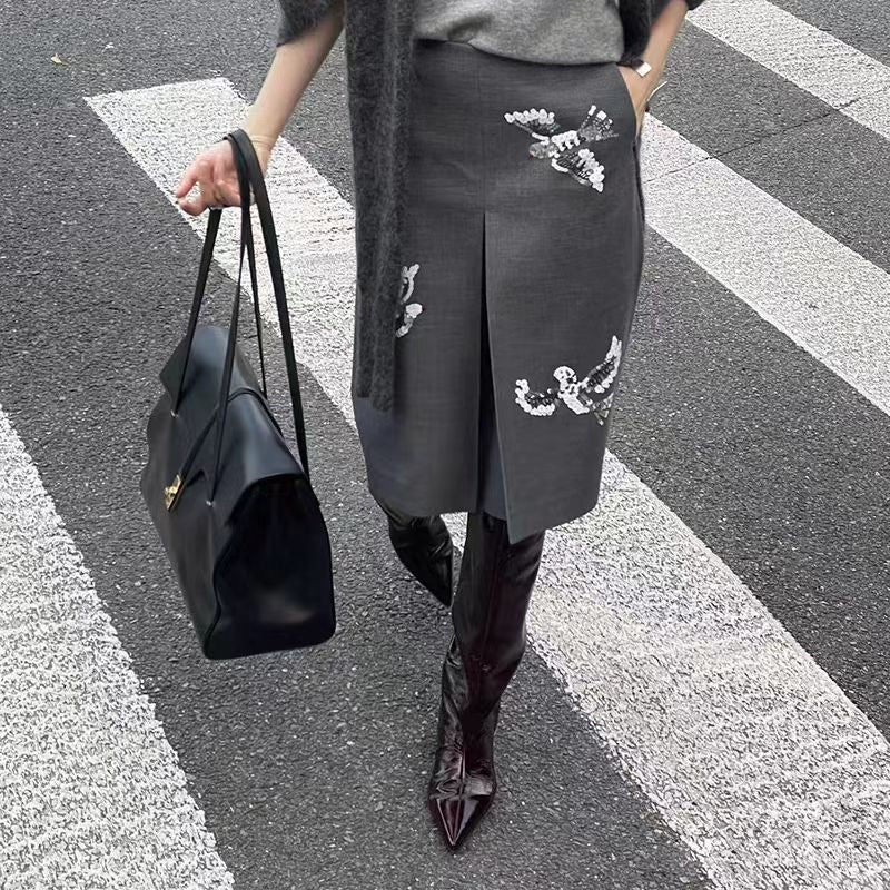 British Style Pointed Toe Below The Knee Large Circumference Women's Leather Boots