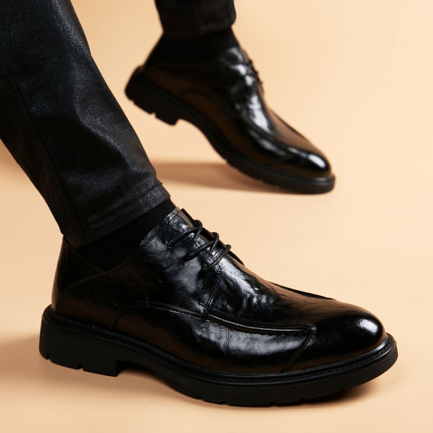 Men's Style Trendy Formal Height Increasing Insole Leather Shoes