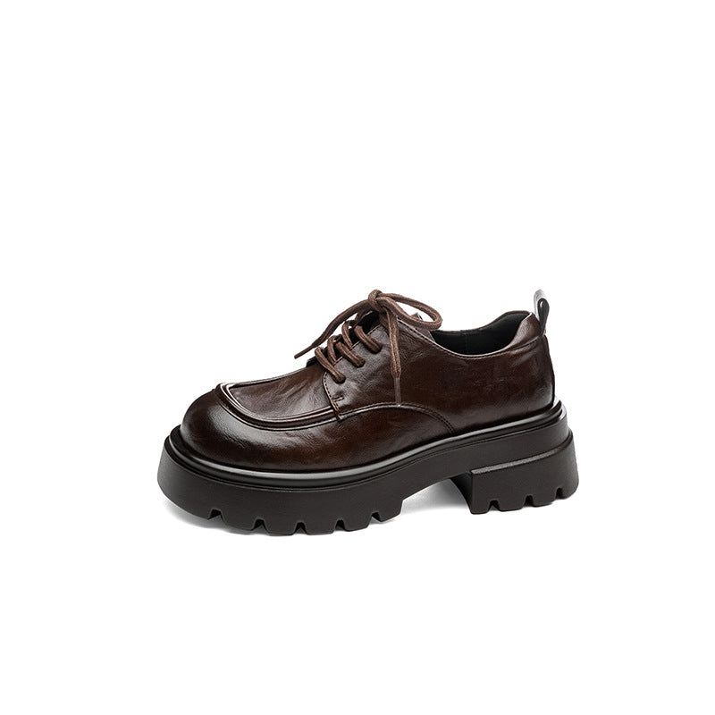 Women's British Style Retro High Autumn Small Heightened Single Layer Loafers