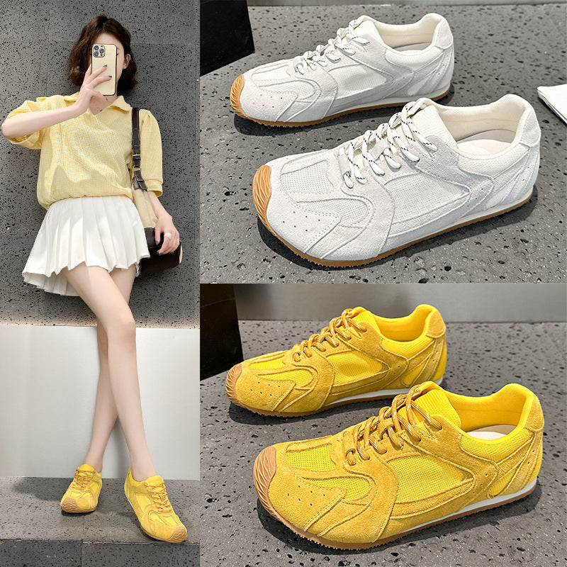 Women's Versatile Breathable Sports German Training Round Head Stitching Mesh Women's Casual Shoes
