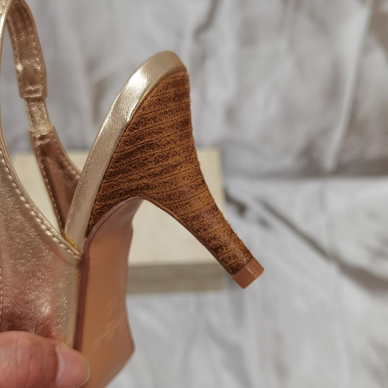 Women's Toe Stiletto Round Sexy Temperament Adult Lady Like Woman Metal Heels