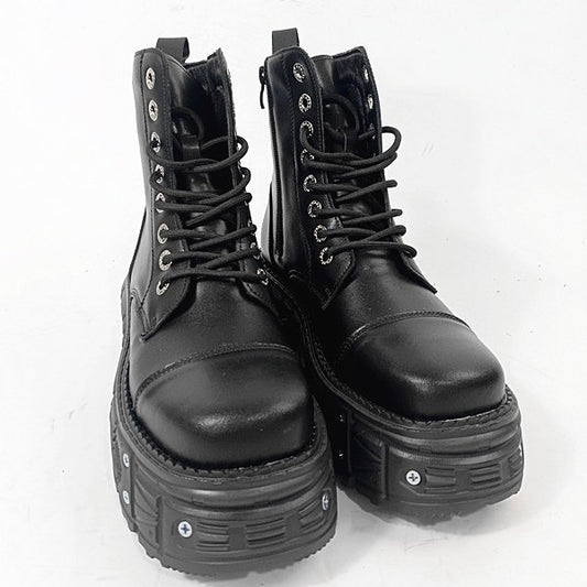 Women's Niche Lace Up Increased Martin Dark Boots