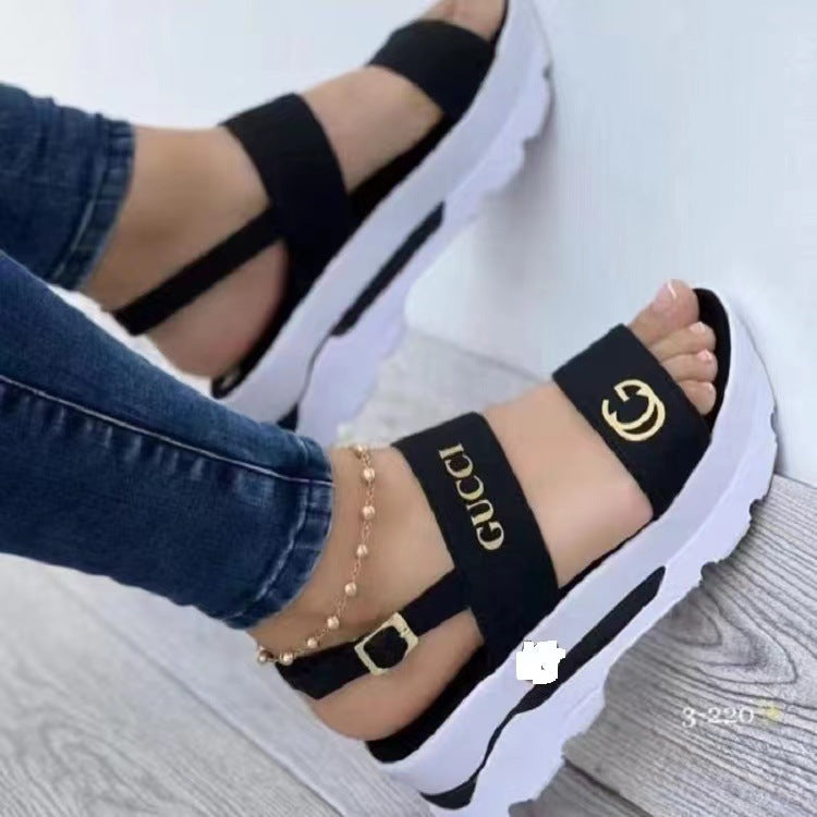 Women's Wide Surface With Sweet Style Platform Sandals