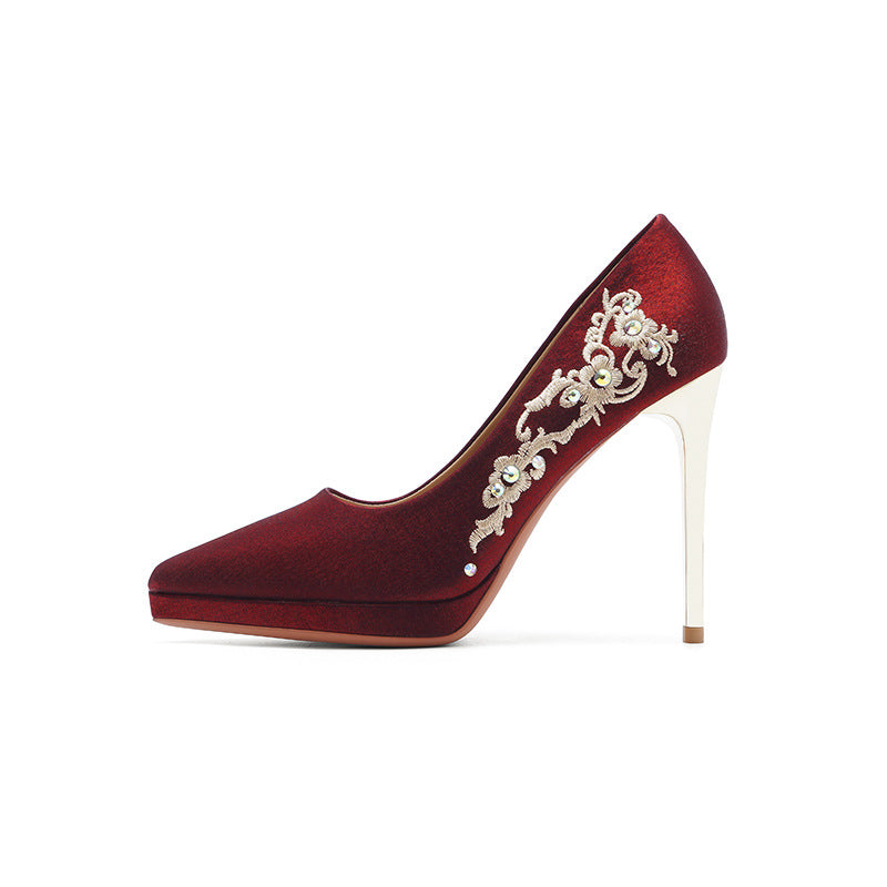 High Female Pointed Toe Stiletto Waterproof Platform Women's Fashion Shoes
