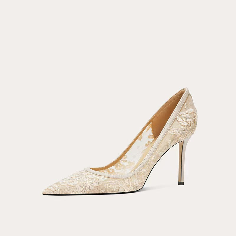 Women's Pumps Fairy Pointed Toe Nude Color Thin Heels