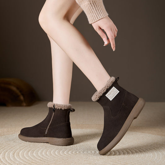 Women's Matte Teddy Thick Fur Winter Vintage Snow Boots