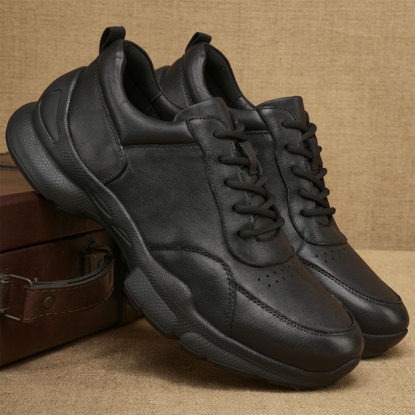 Men's Top Layer Cowhide Black Business Walking Foam Soft Men's Shoes