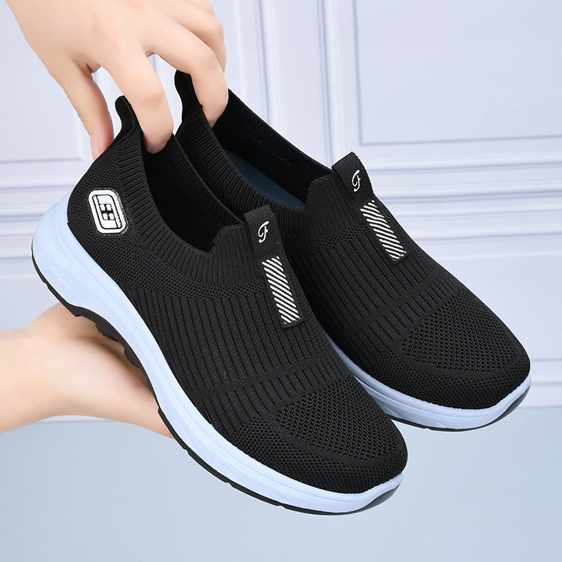 Flying Woven Breathable One Pedal Lazy Mom Casual Shoes