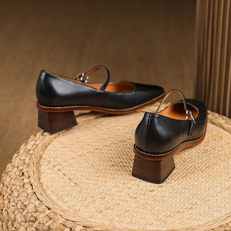 Women's Style With Mary Jane Shallow Mouth Retro Heels