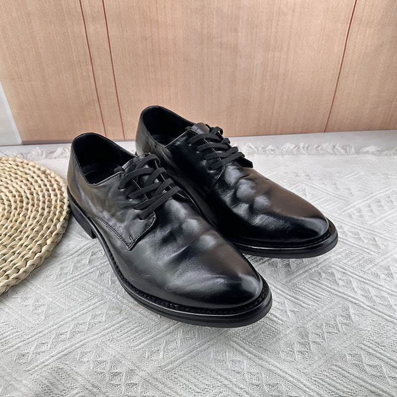 Men's Formal Lace Wedding Green British Inner Height Men's Business Leather Shoes