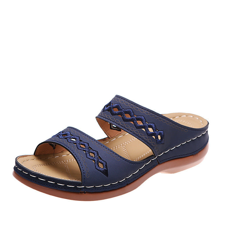 Women's Plus Size Retro Stitching Round Toe Sandals