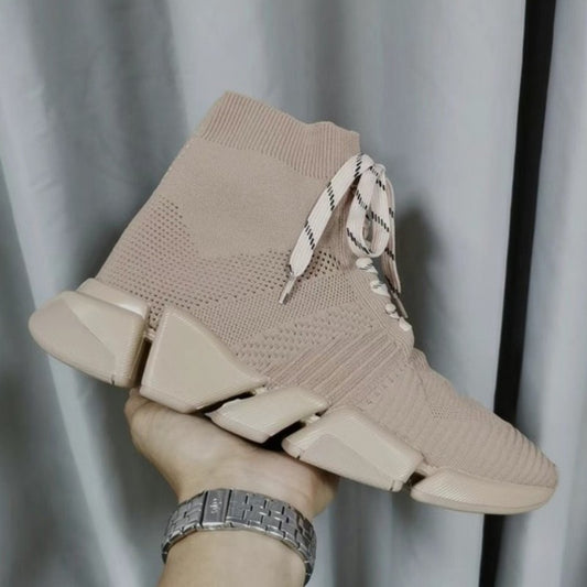 Women's Winter Paris Sock Flat Knitted Letter Sneakers